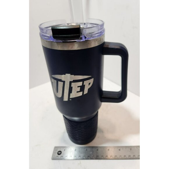 Gap 1 Utep Miners Navy Blue 40 OZ Metal Cup With Handle and Plastic Straw - Picture 11 of 11